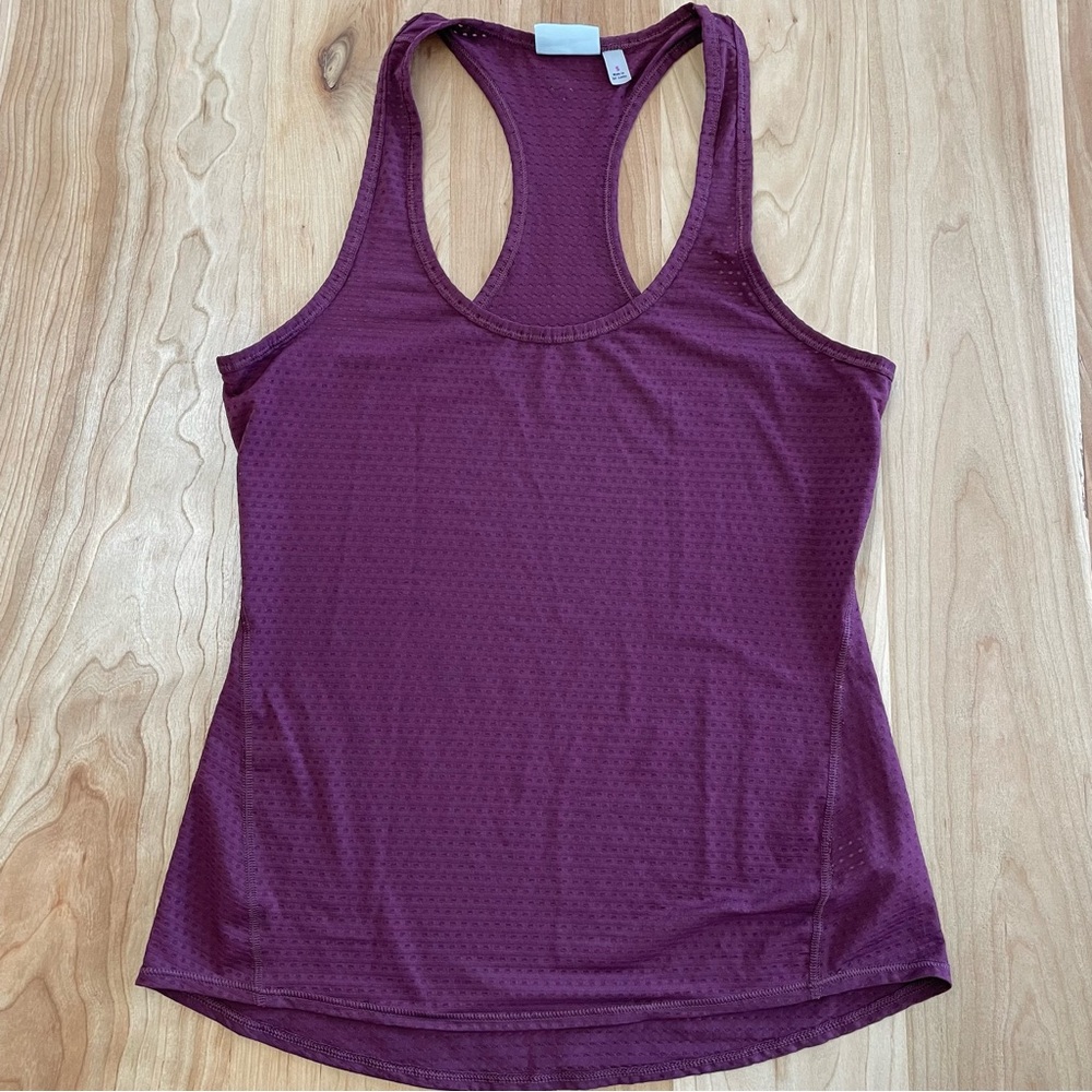 Athleta Small Aubergine Purple Racerback Tank Top Mesh Running Yoga